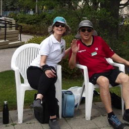 Two members of Willowdale Lawn Bowling Club on opening day, May the Fourth, 2024. 